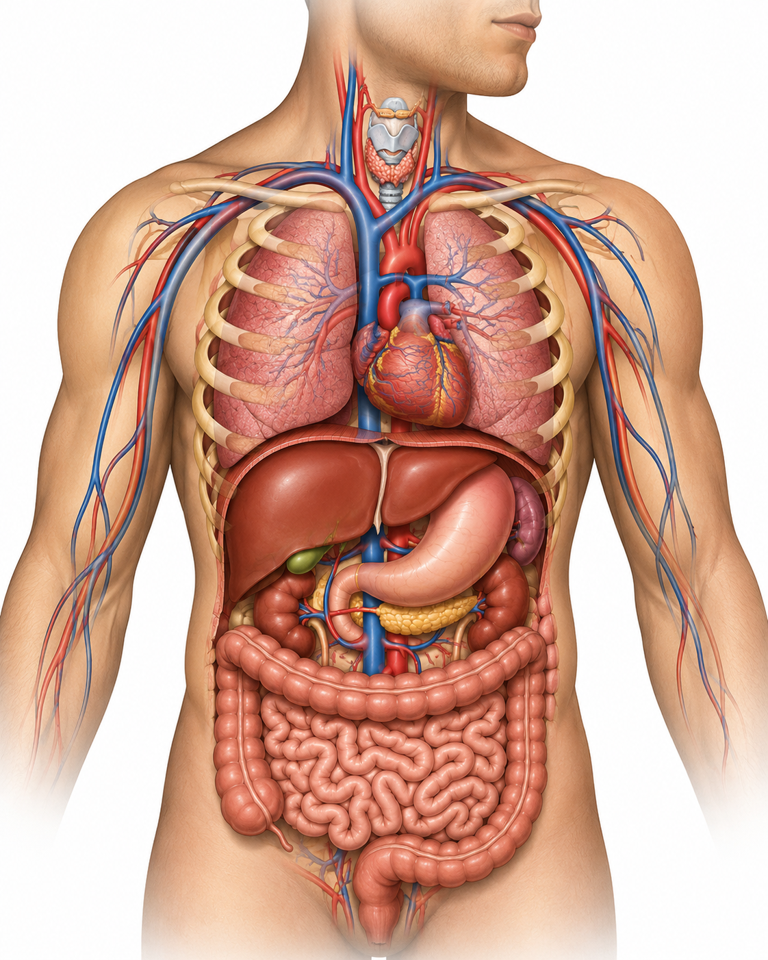 Órgãos internos do corpo humano.